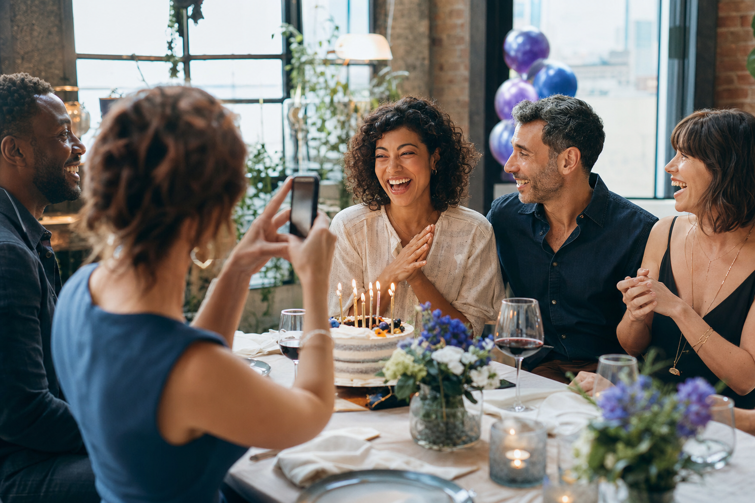 Freunde feiern gemeinsam einen Geburtstag