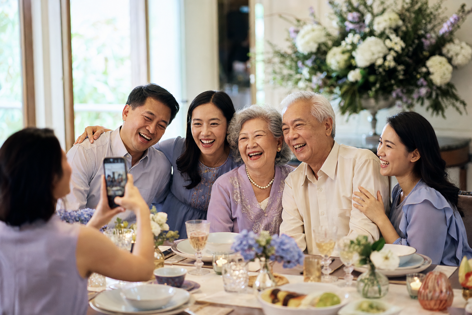 Eine Familie feiert gemeinsam ein Jubiläum